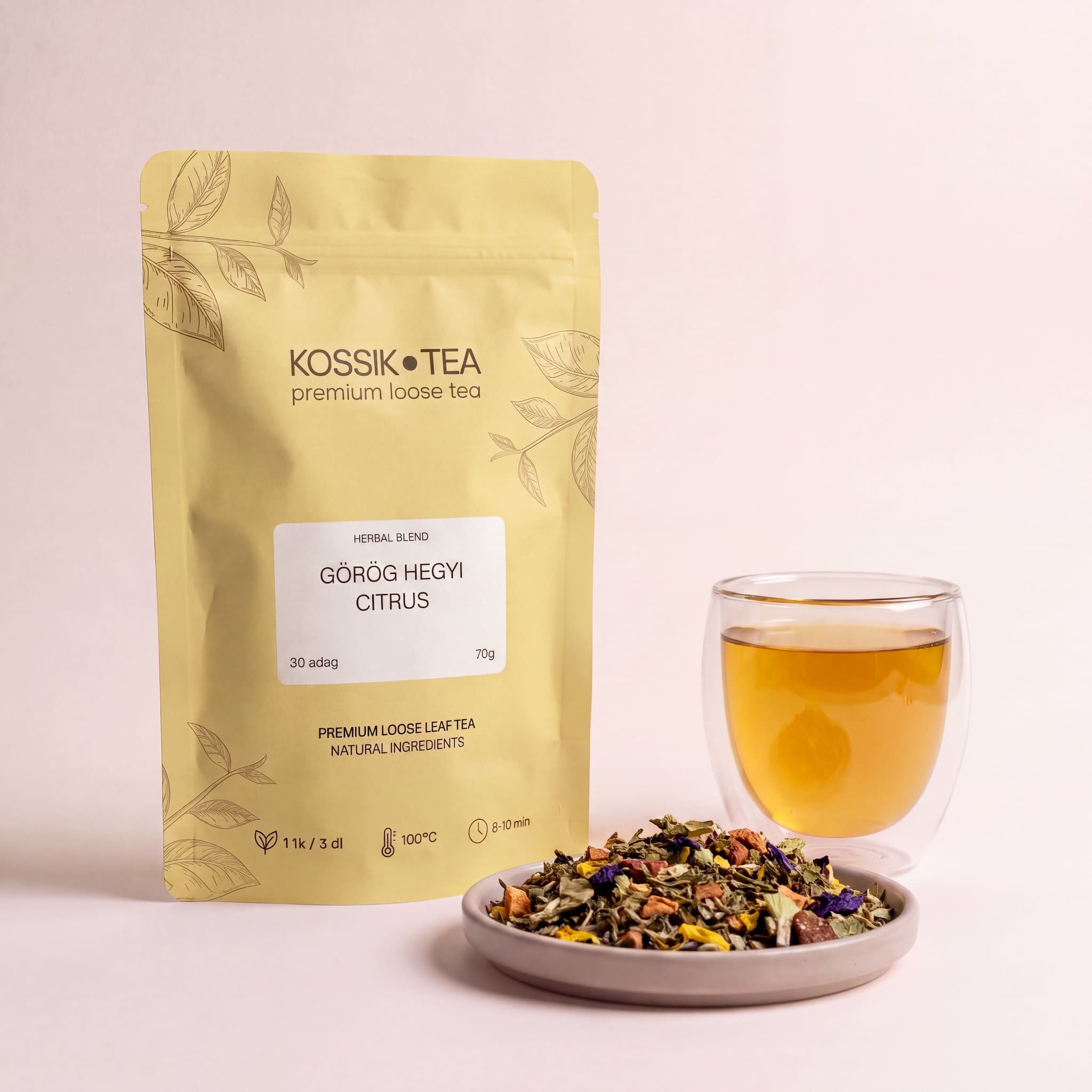 Görög Hegyi Citrus tea csomagolása – Kossik Tea & Coffee