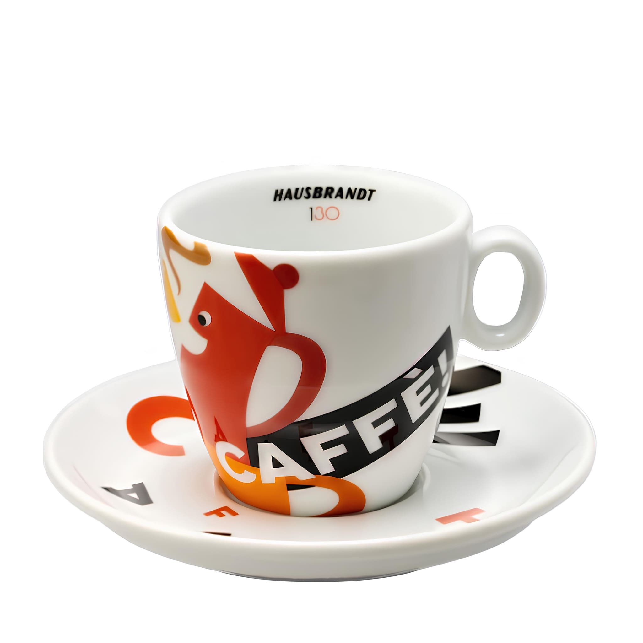 hausbrandt 130 éves jubileum cappuccino porcelán kávéscsésze alátéttel ünnepi dizájnnal