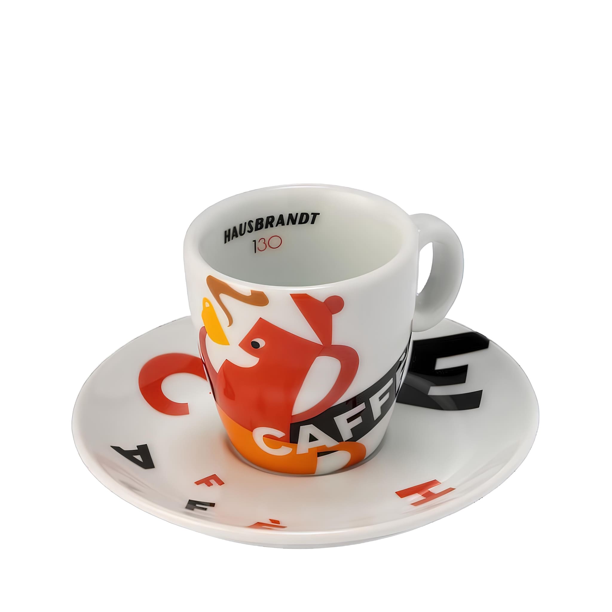 hausbrandt 130 éves jubileum espresso porcelán kávéscsésze alátéttel ünnepi dizájnnal