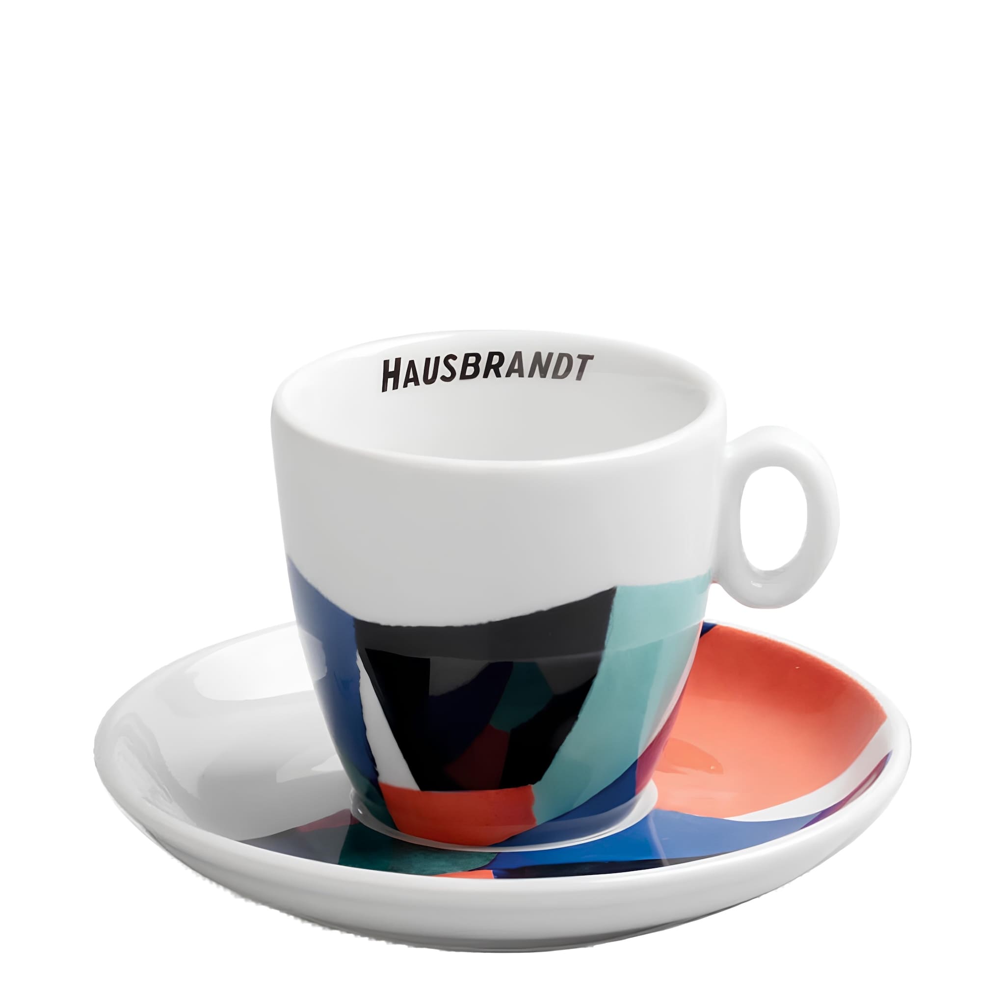 hausbrandt figura cappuccino porcelán kávéscsésze alátéttel színes figura díszítéssel
