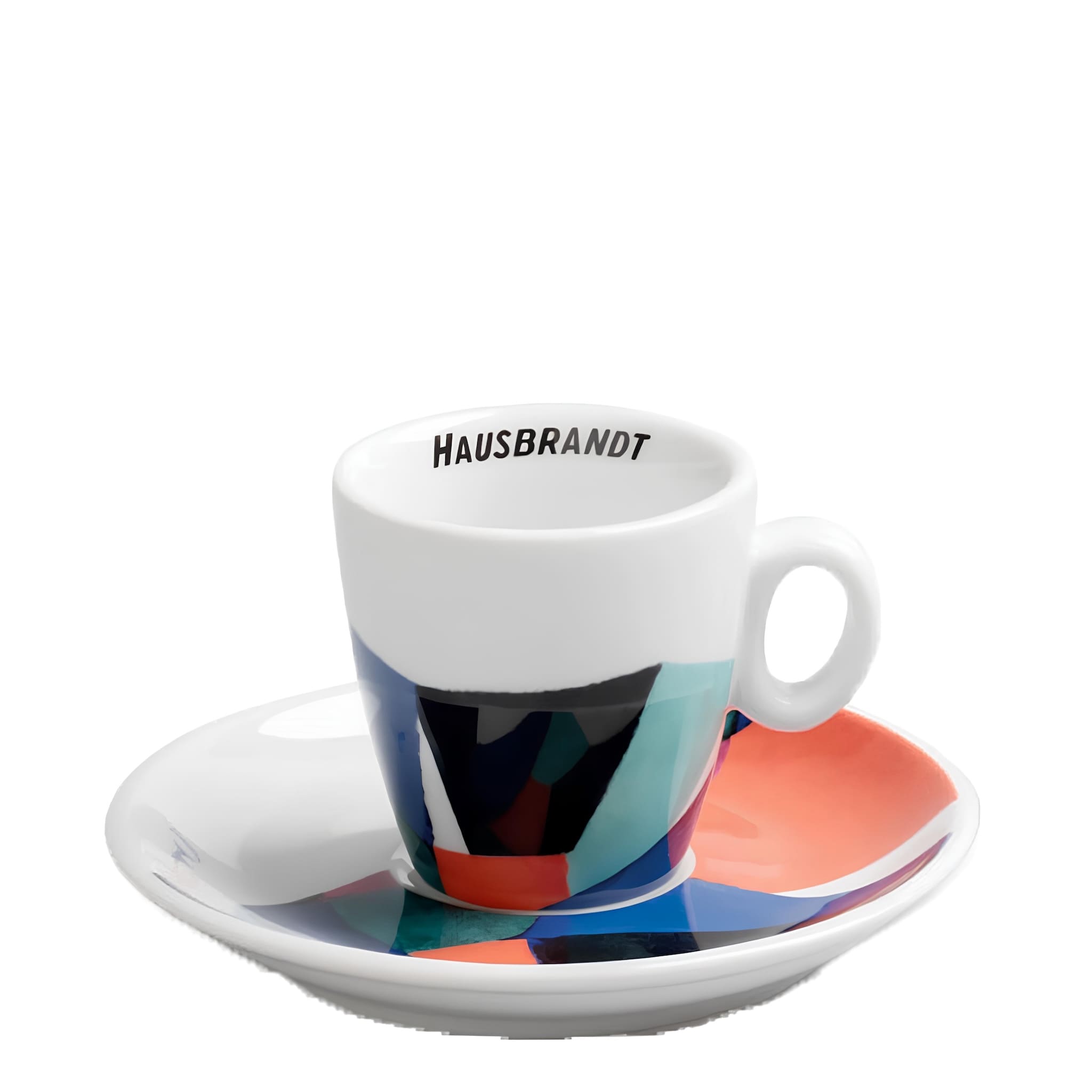 hausbrandt figura espresso porcelán kávéscsésze alátéttel színes figura motívummal