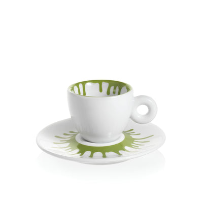 illy ai weiwei espresso csésze alátéttel zöld színben művészi mintával