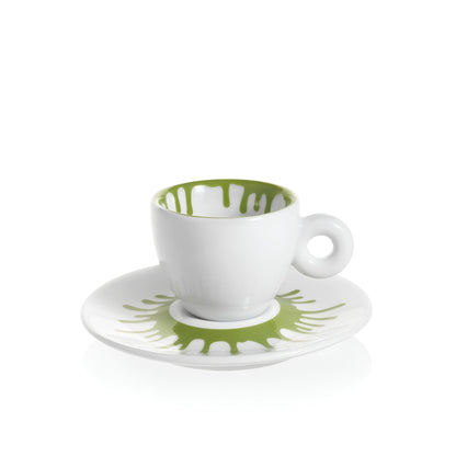 illy ai weiwei espresso csésze alátéttel zöld színben művészi mintával