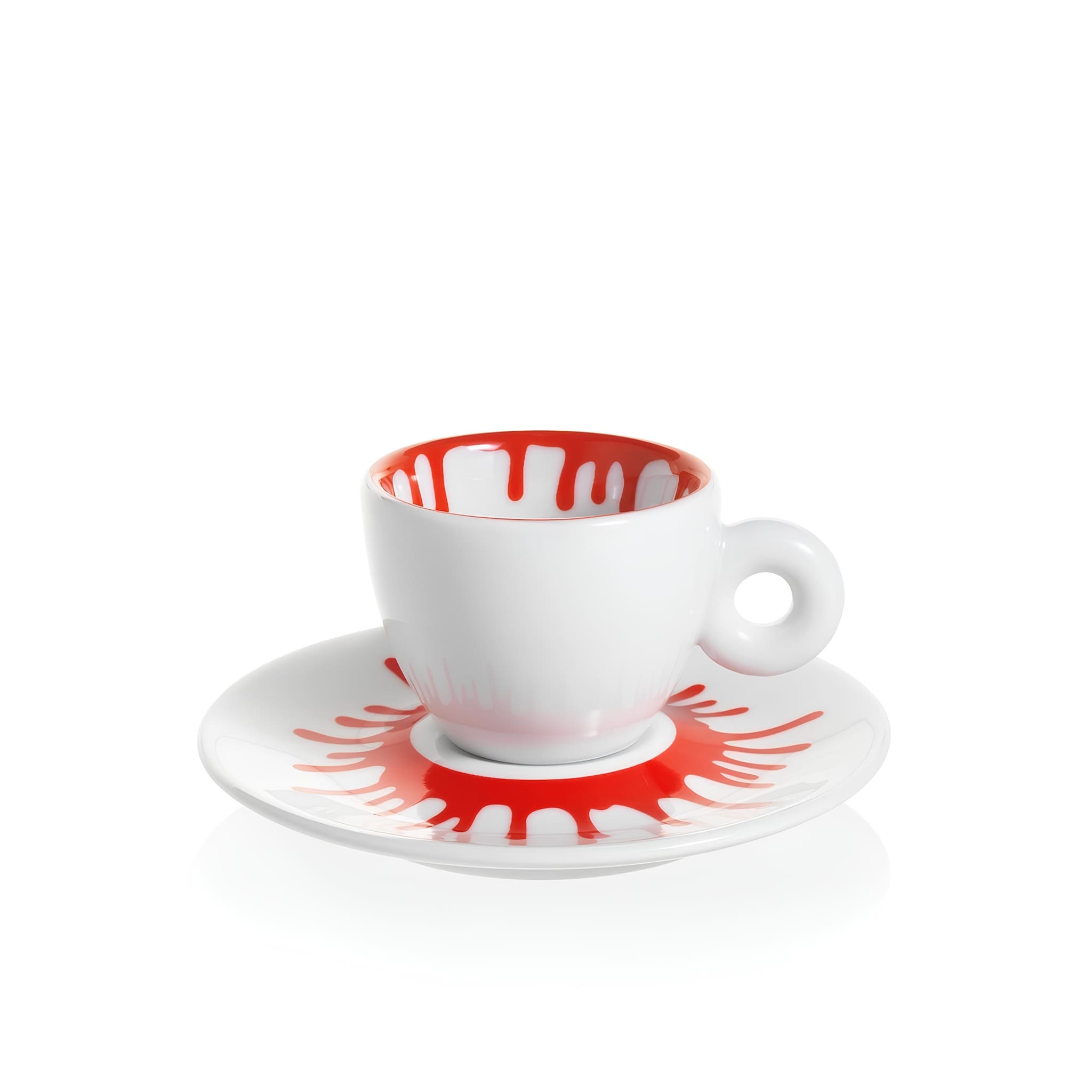 illy ai weiwei espresso csésze alátéttel piros színben különleges dizájnnal
