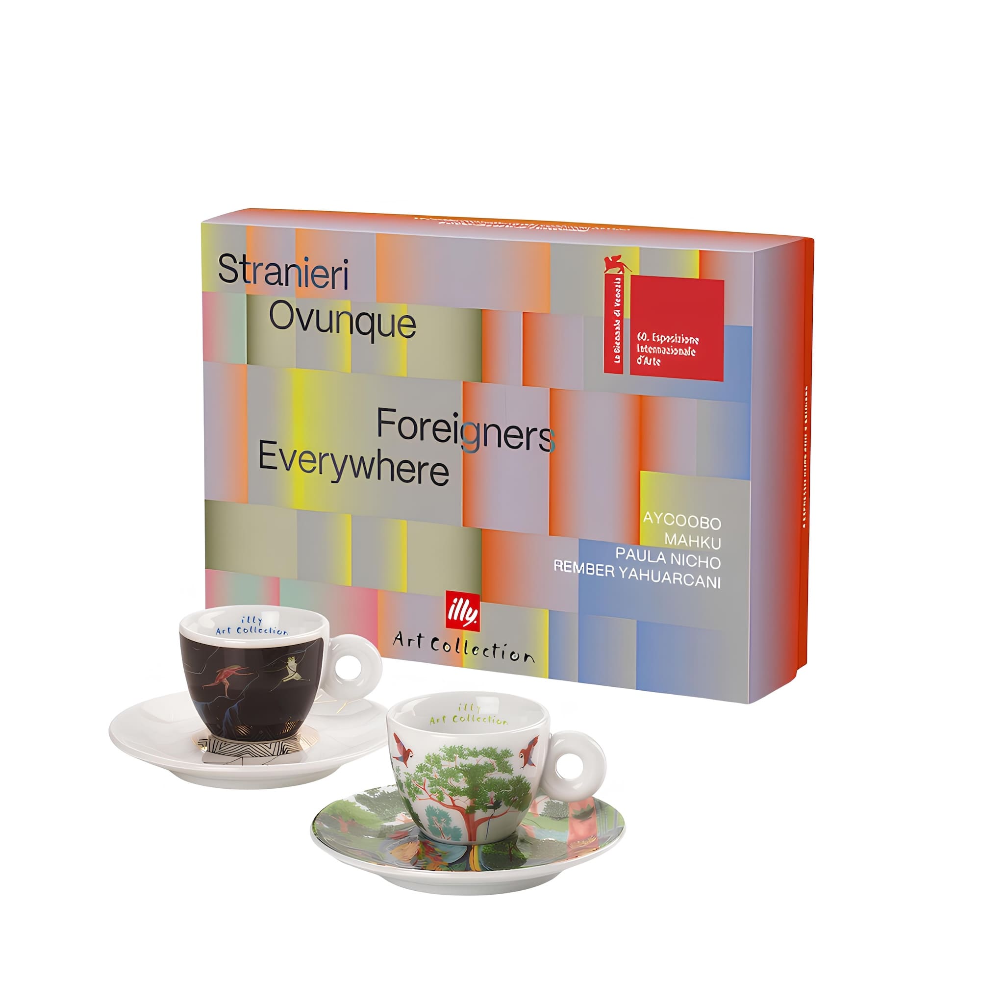 illy art biennale 'b' espresso csésze szett két darabos limitált kiadásban alátéttel, díszdobozzal
