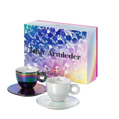 illy art john armleder cappuccino csésze szett két darabos művészi kivitelben alátéttel, díszdobozzal