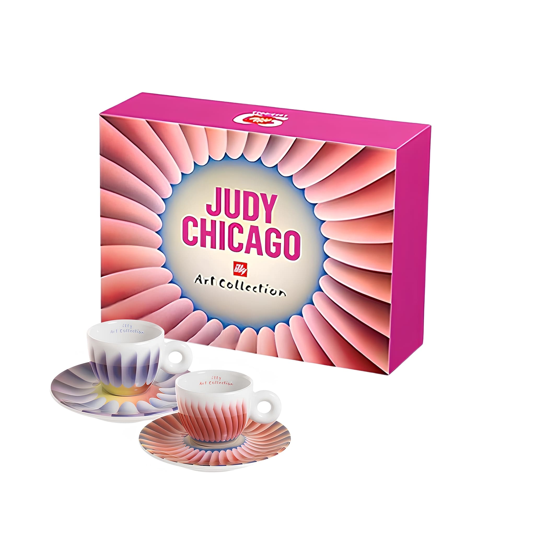 illy art judy chicago espresso csésze szett két darabos művészi kivitelben alátéttel, díszdobozzal