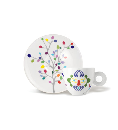 Második csésze – Illy Art Pascale Marthine Tayou cappuccino, színes művészi mintázat