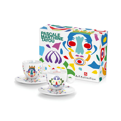 Doboz és 2 csésze együtt – Illy Art Pascale Marthine Tayou cappuccino szett