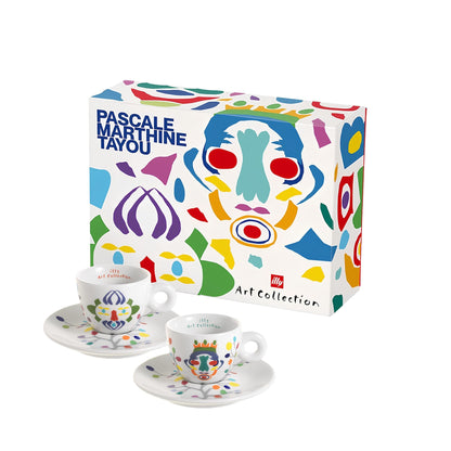 Doboz és 2 csésze együtt – Illy Art Pascale Marthine Tayou espresso szett