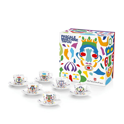 Doboz és 6 csésze együtt – Illy Art Pascale Marthine Tayou espresso szett
