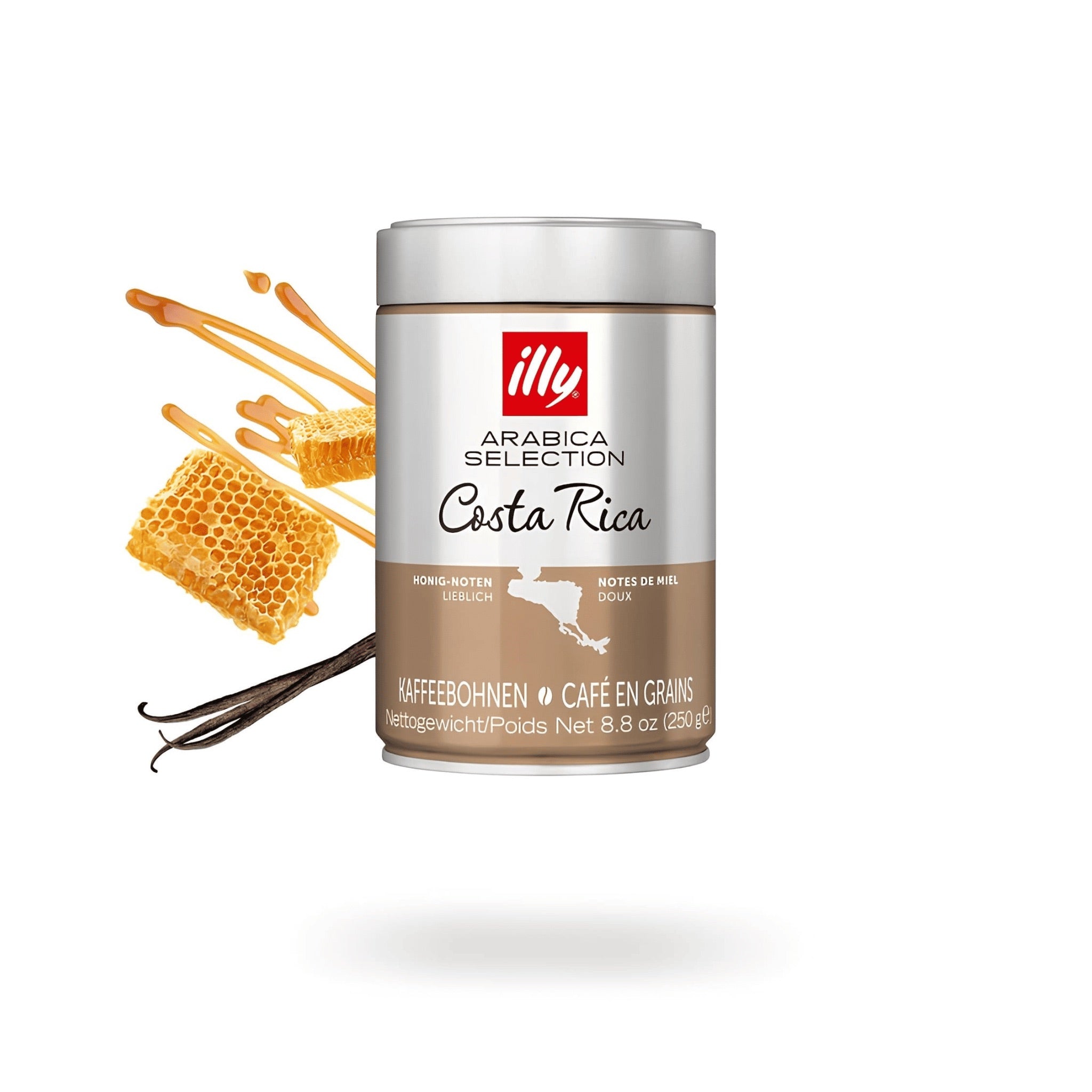 illy arabica selection costa rica szemes kávé 250 g fémdobozban, 100% arabica, közepes pörkölésű