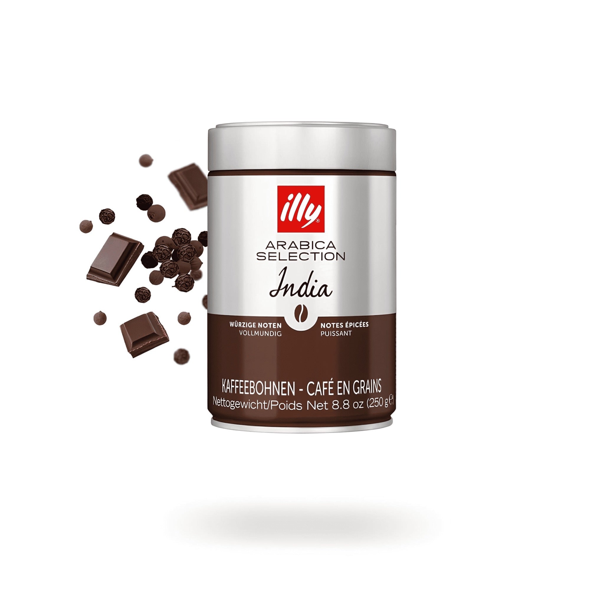 illy arabica selection india szemes kávé 250 g fémdobozban, 100% arabica, prémium minőség