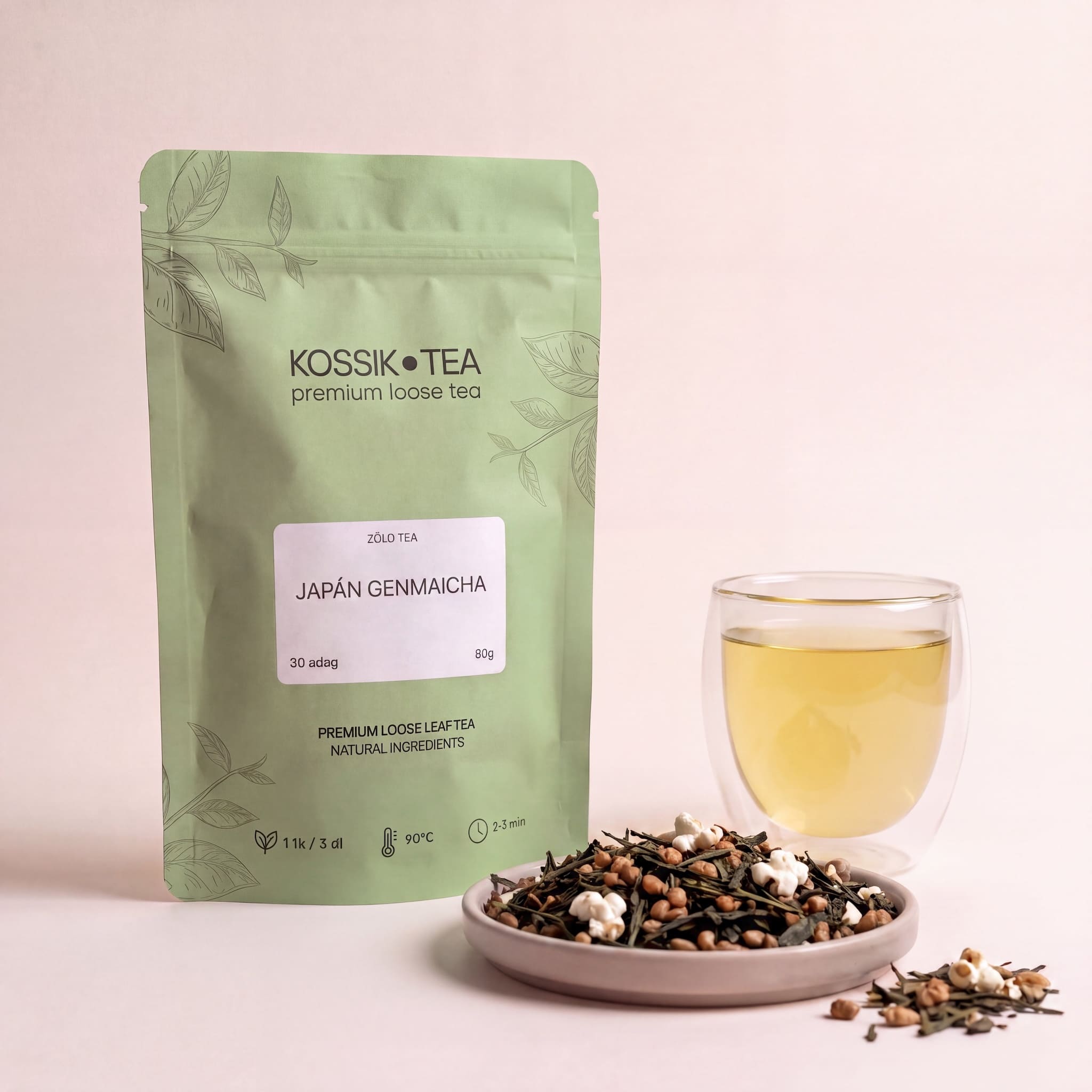 Japán Genmaicha zöld tea csomagolása – Kossik Tea & Coffee