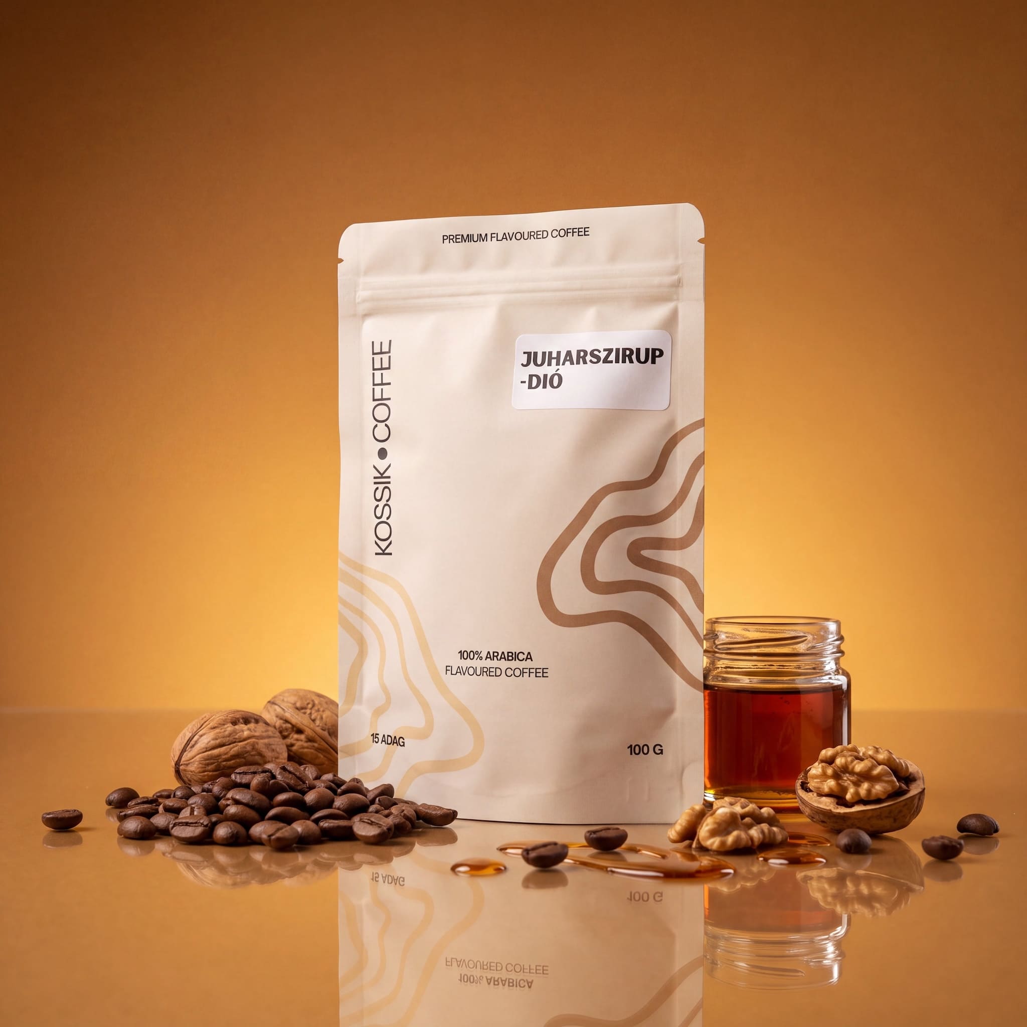juharszirup és dió aromával készült 100% arabica kávé, prémium minőség