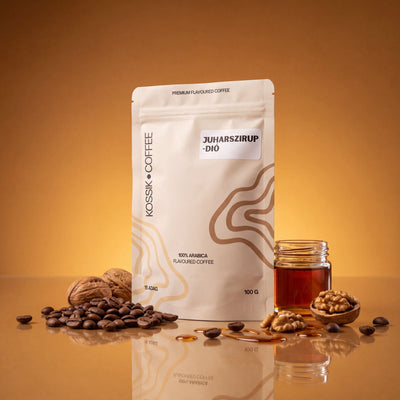 juharszirup és dió aromával készült 100% arabica kávé, prémium minőség
