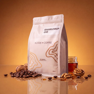 juharszirup és dió aromával készült 100% arabica kávé, prémium minőség