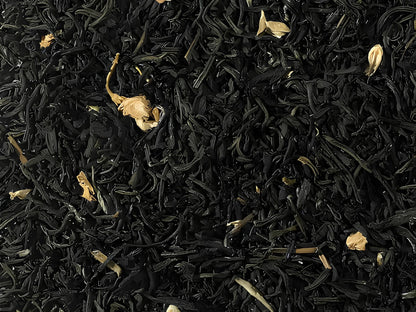 kínai jázmin zöld szálas tea, illatos virágos aroma, prémium minőség, elérhető 100g és 250g kiszerelésben