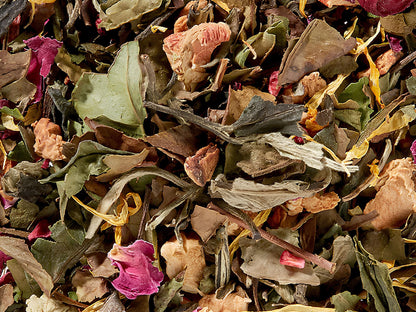 málna-tonkabab ízesítésű fehér szálas tea, koffeinmentes prémium minőség, elérhető 100g és 250g kiszerelésben