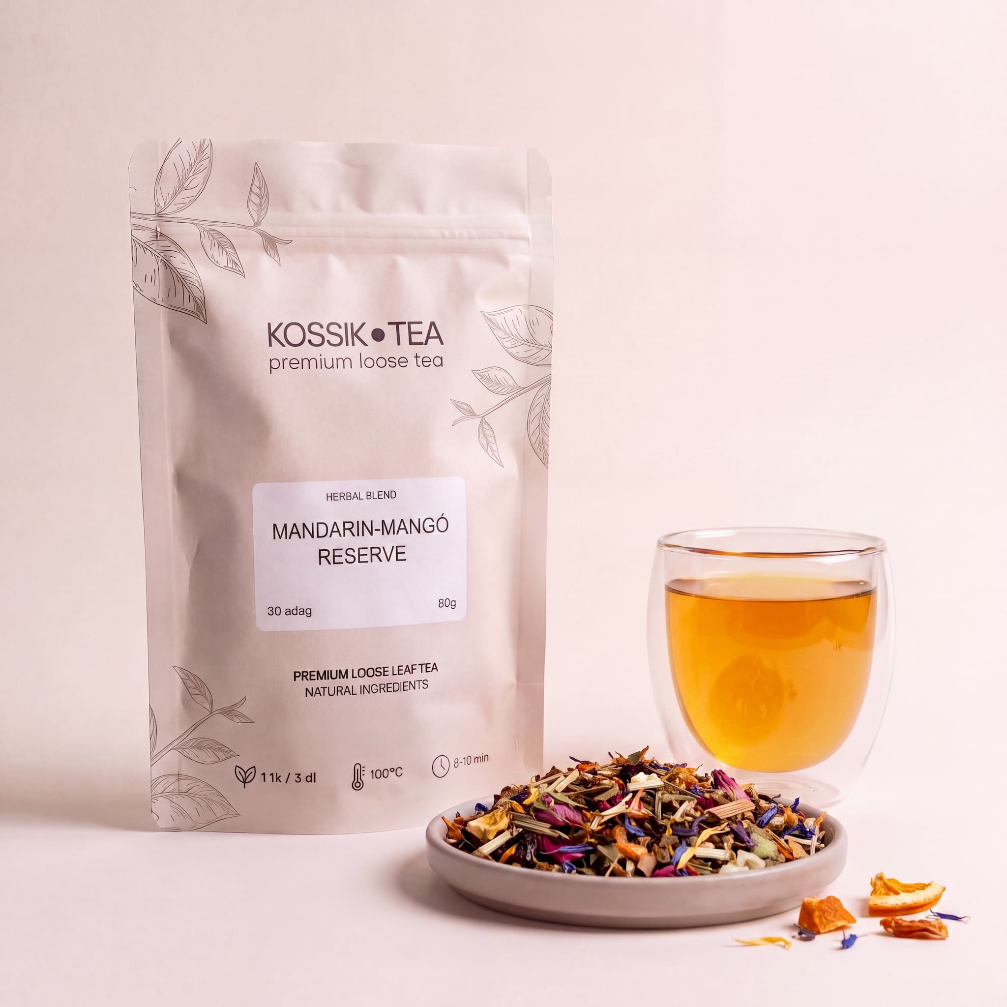 Mandarin-Mangó Reserve tea csomagolása – Kossik Tea & Coffee