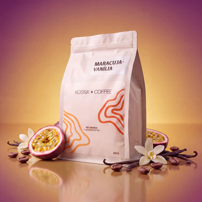 maracuja és vanília ízesítésű 100% arabica kávé, prémium minőségű termék