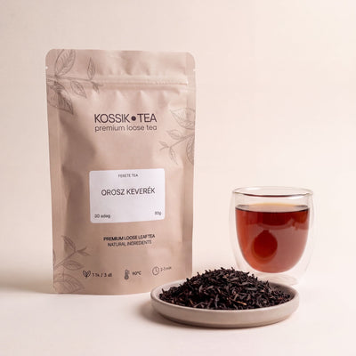 Orosz Keverék fekete tea csomagolása – Kossik Tea & Coffee