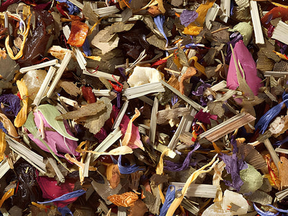 reiki relaxáló koffeinmentes gyógynövény szálas tea, prémium minőség, elérhető 100g és 250g kiszerelésben