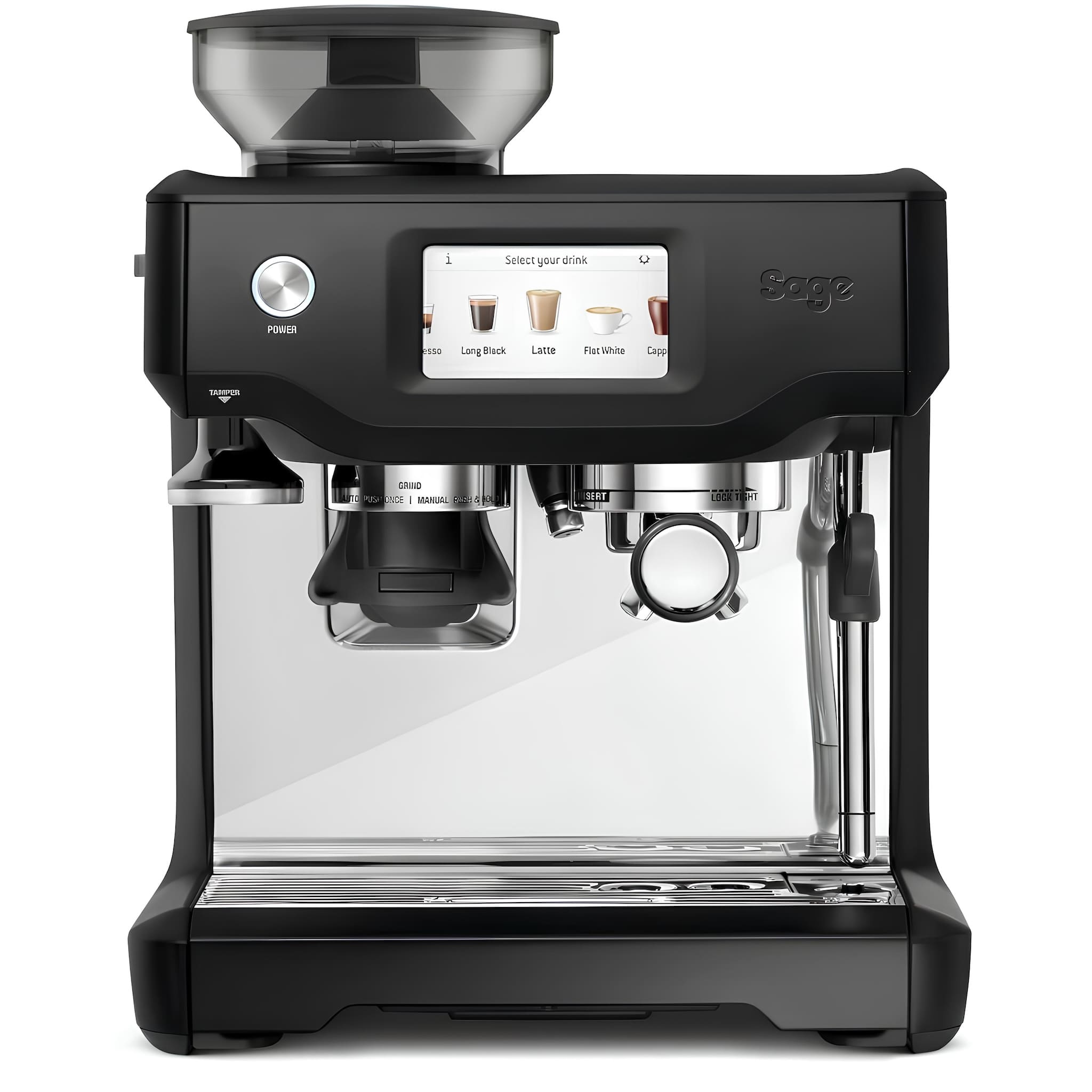 sage the barista touch fekete karos kávéfőző érintőképernyős vezérléssel