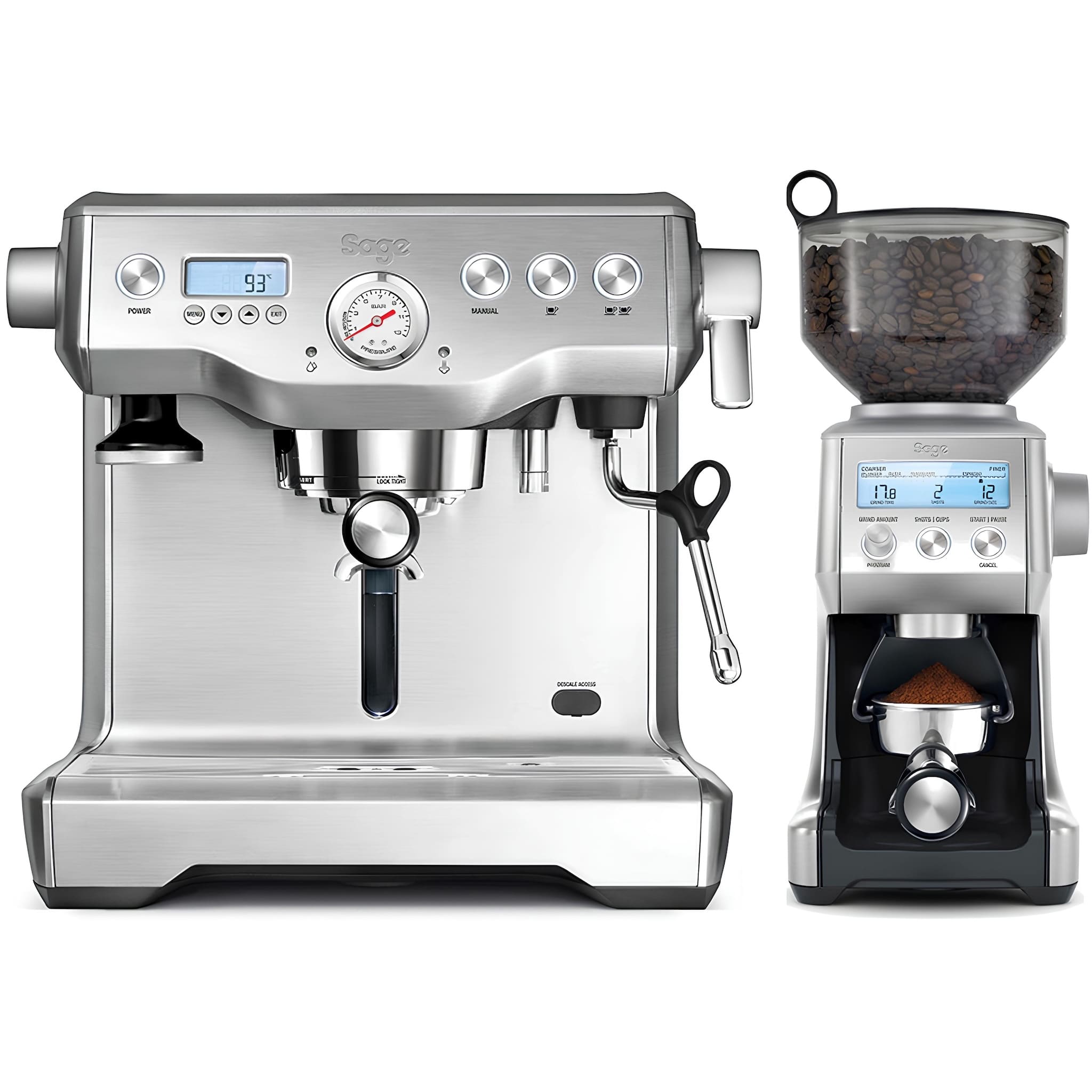sage dual boiler karos eszpresszó kávégép és smart grinder pro daráló együtt