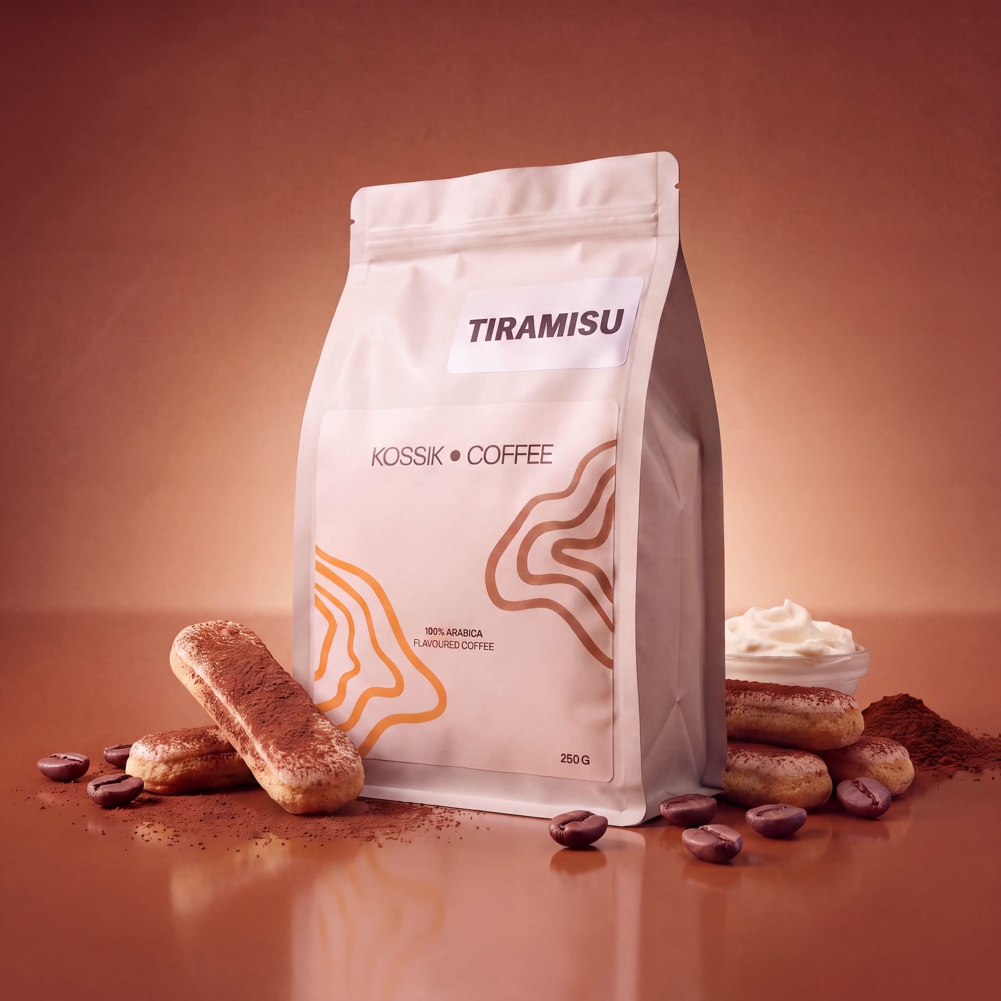 tiramisu ízvilágú 100% arabica kávé, prémium termék
